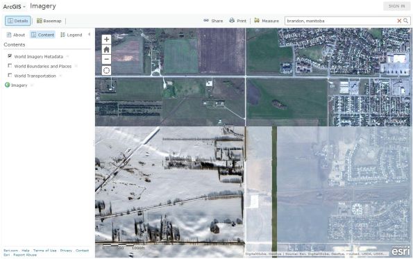 Images of different vintage over Brandon, Manitoba, Canada