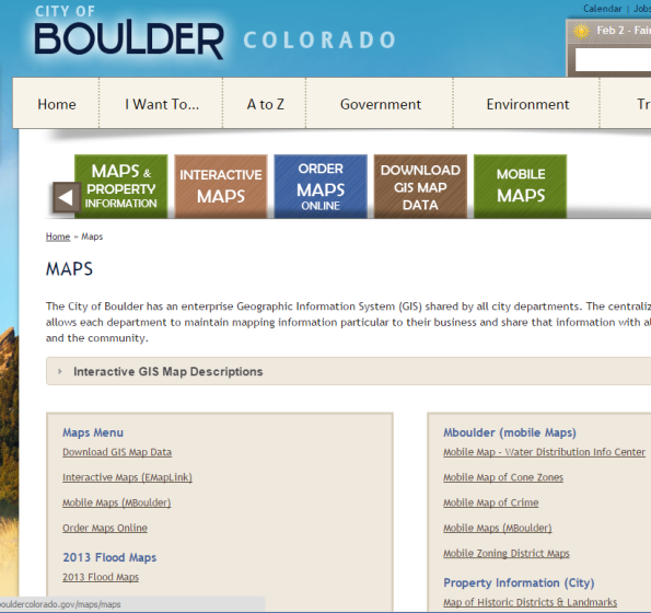 City of Boulder GIS Resources.