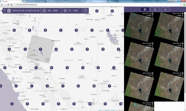 Interface for the Libra Development Seed Landsat Site.